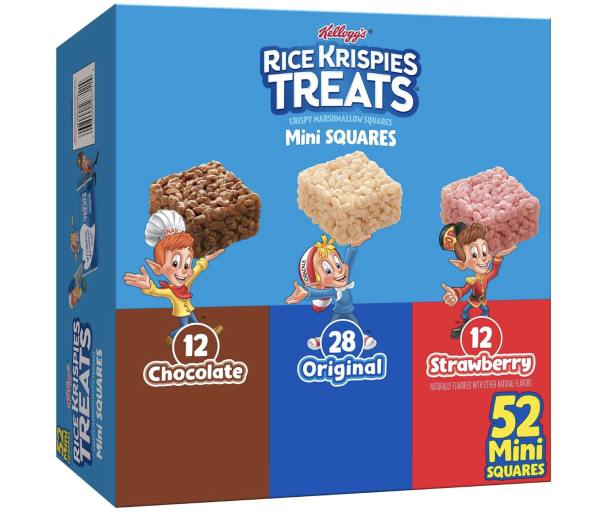 Rice Krispies Treats Mini Crispy Marshmallow Squares, Kids Snacks, Lunch Snacks, Variety Pack, 20.1oz Box (52 Bars)